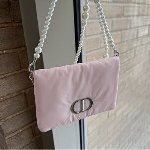 DIOR Beauty Pink Makeup Puffer Pouch Chain Bag
